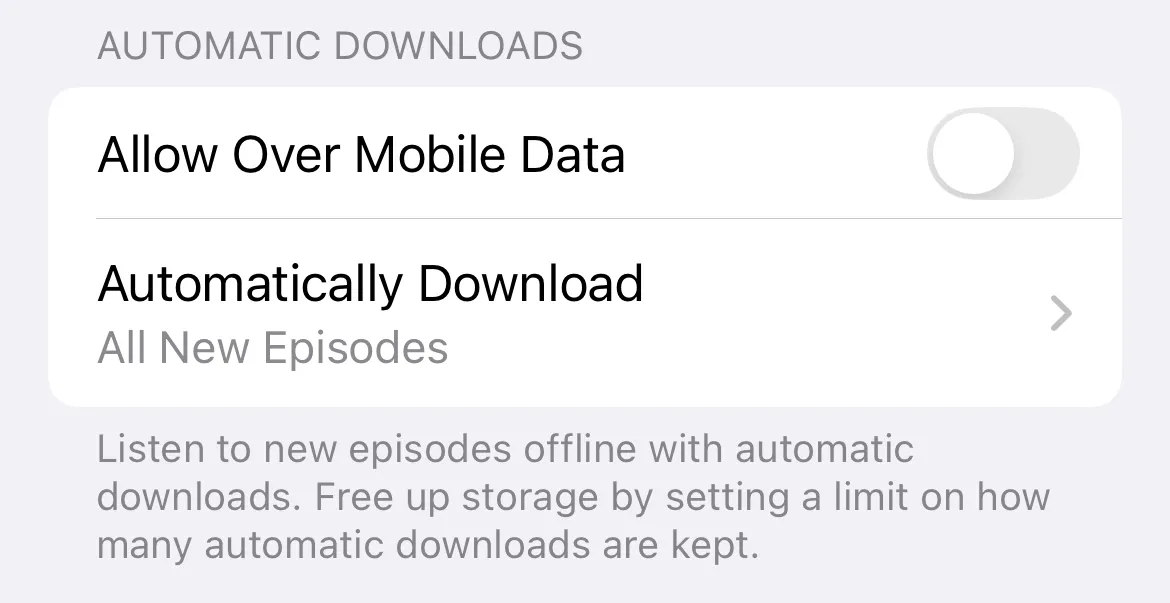 Cài đặt tự động tải xuống cho ứng dụng Apple Podcasts