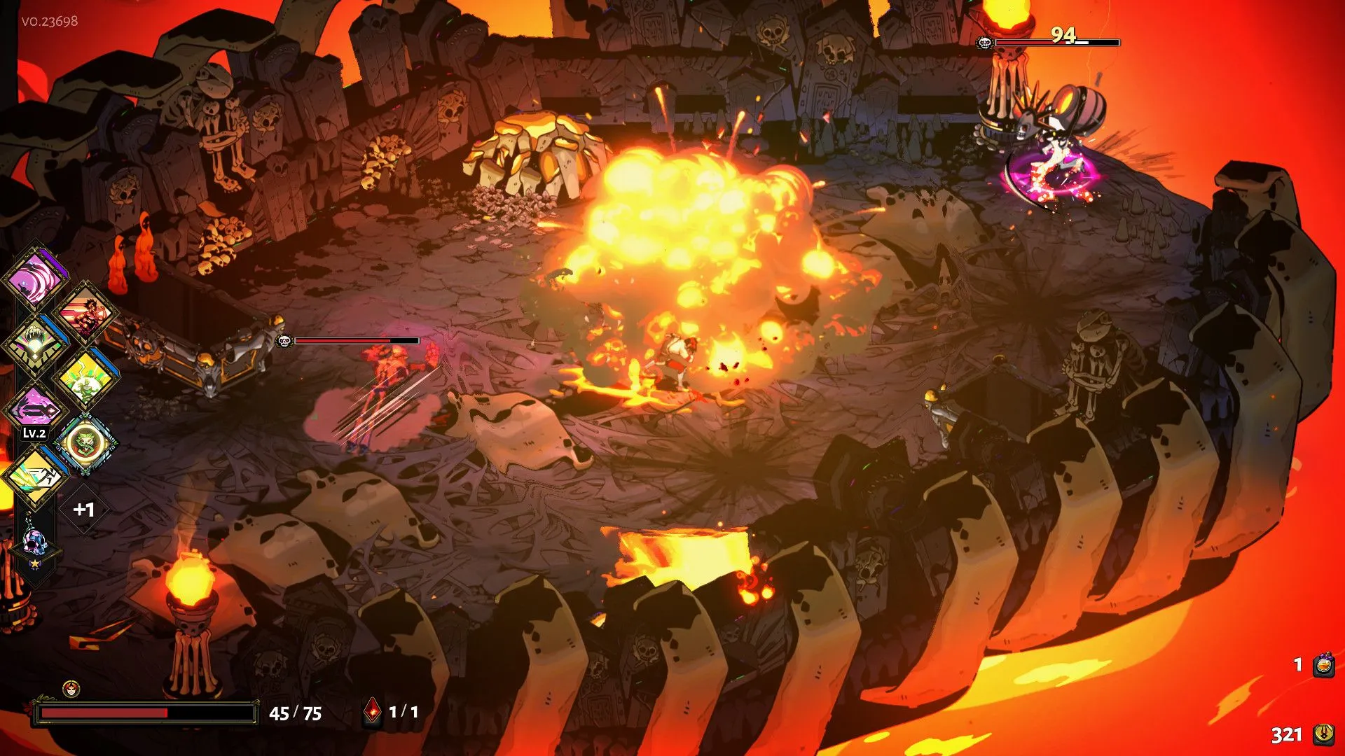 Cảnh chiến đấu ấn tượng trong Hades, chứng minh khả năng chơi game của Chromebook Plus.