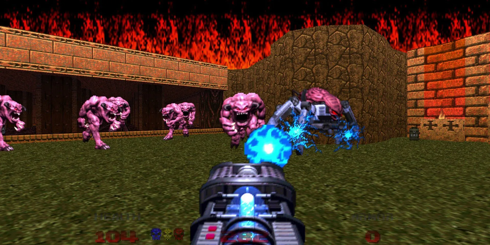 Cảnh chơi game Doom 64, một tựa game FPS kinh điển đã được tối ưu cho Chromebook Plus.