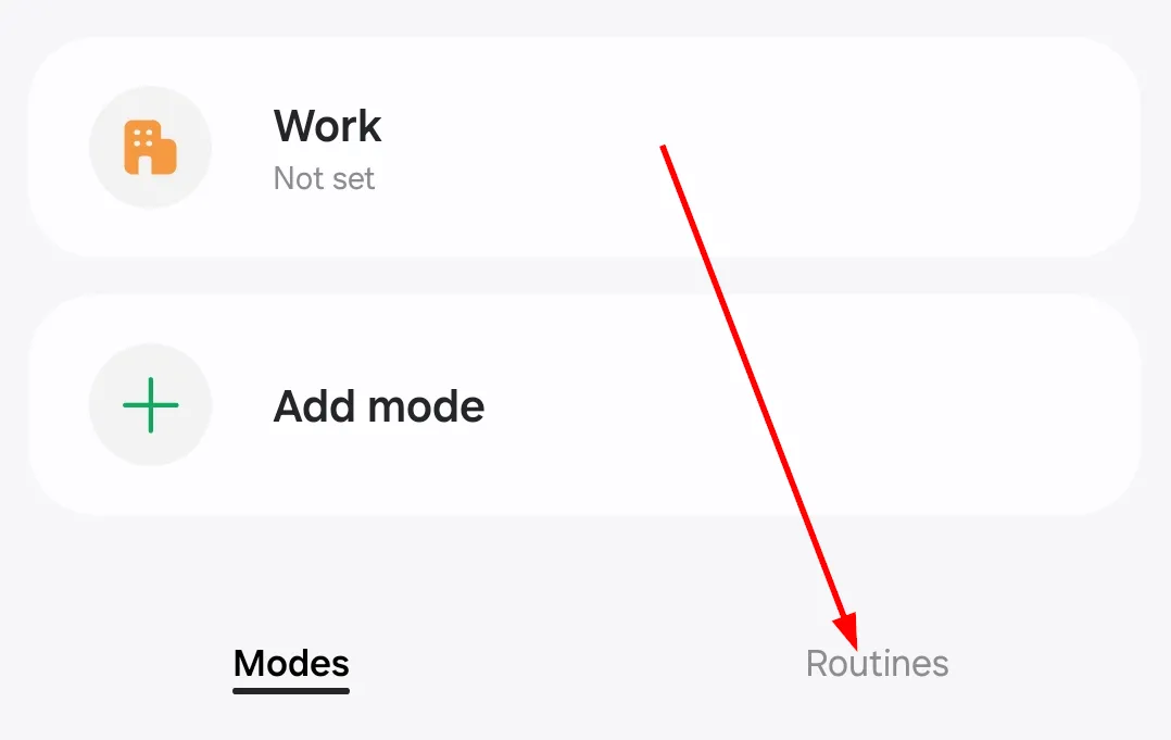 Chọn tab &quot;Quy trình&quot; trong giao diện Samsung Modes and Routines