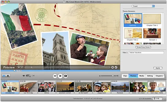 Chụp màn hình iMovie 6 đang chỉnh sửa dự án video, thể hiện giao diện người dùng thân thiện của phần mềm trước bản cập nhật iMovie 7 gây tranh cãi
