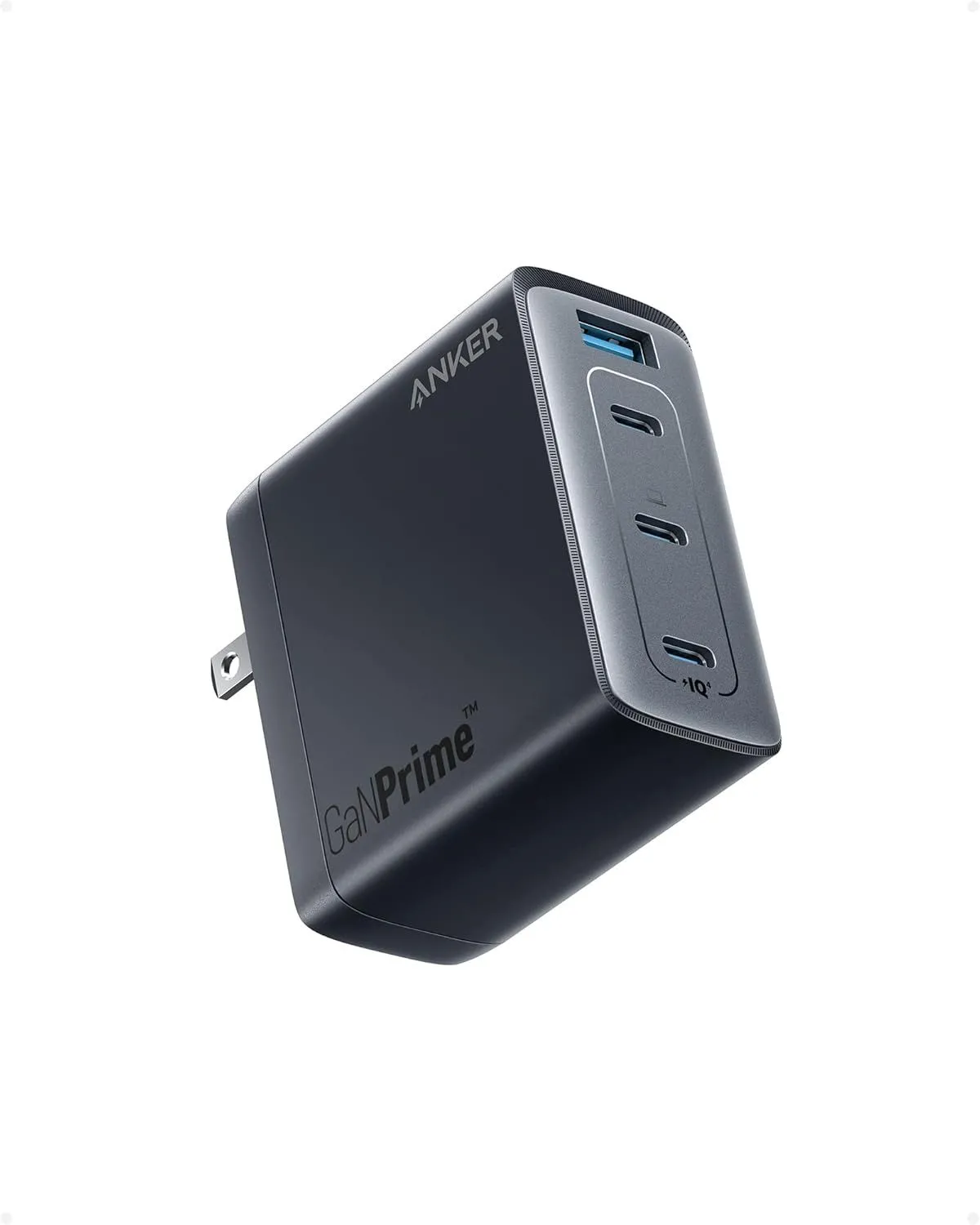 Củ sạc Anker 150W Max USB-C Charger Block màu đen với thiết kế vuông vắn, mạnh mẽ, thể hiện khả năng sạc nhanh.