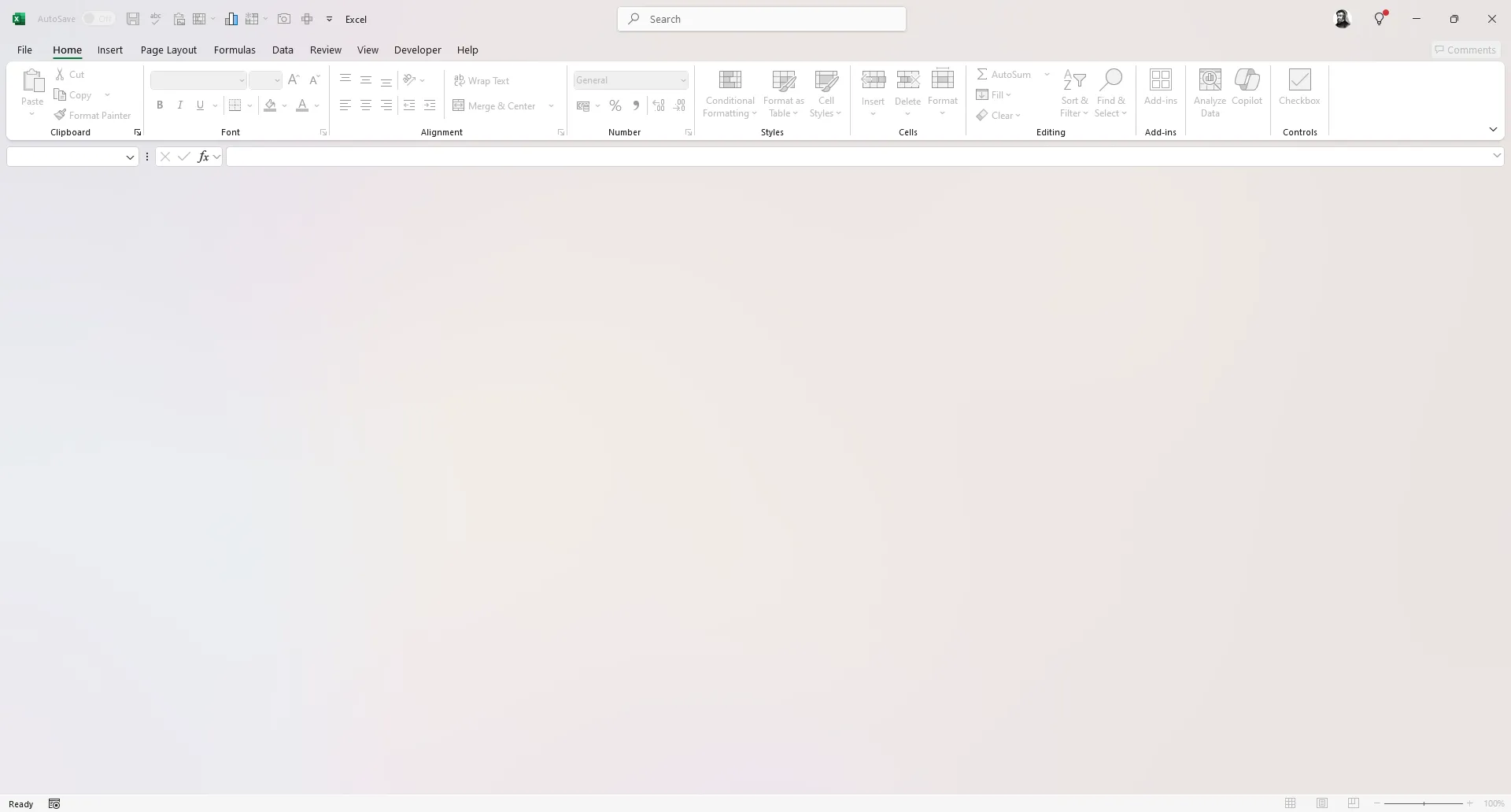 Cửa sổ Microsoft Excel mở mà không có sổ làm việc