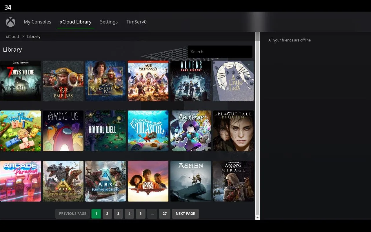 Danh sách trò chơi Xbox Cloud Gaming trong ứng dụng Greenlight trên Steam Deck