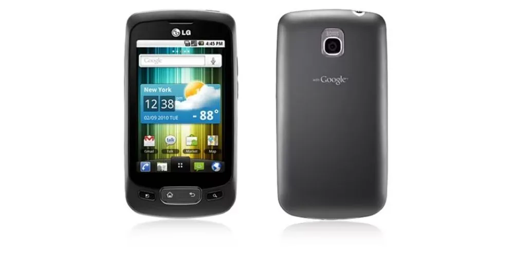 Điện thoại LG Optimus One màu đen với màn hình hiển thị
