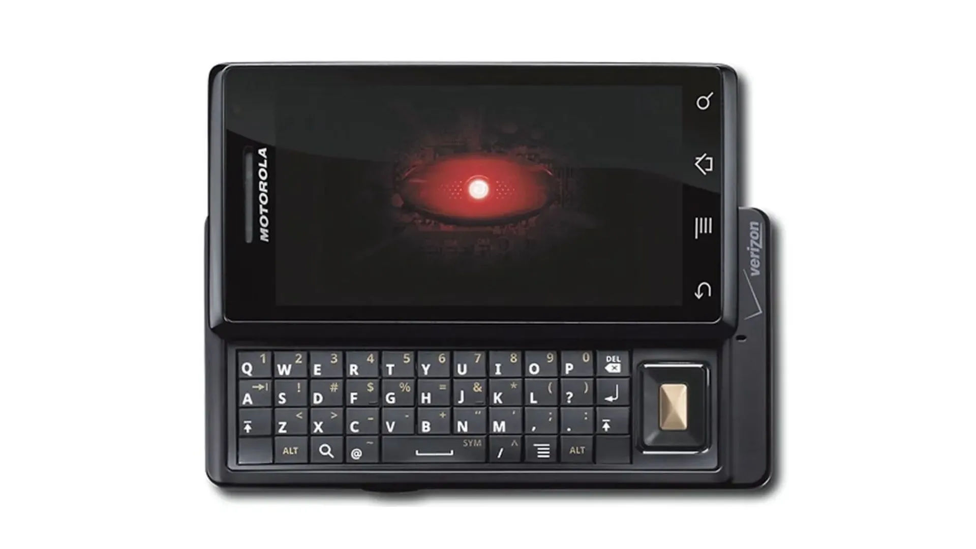 Điện thoại Motorola Droid với logo Verizon bên cạnh