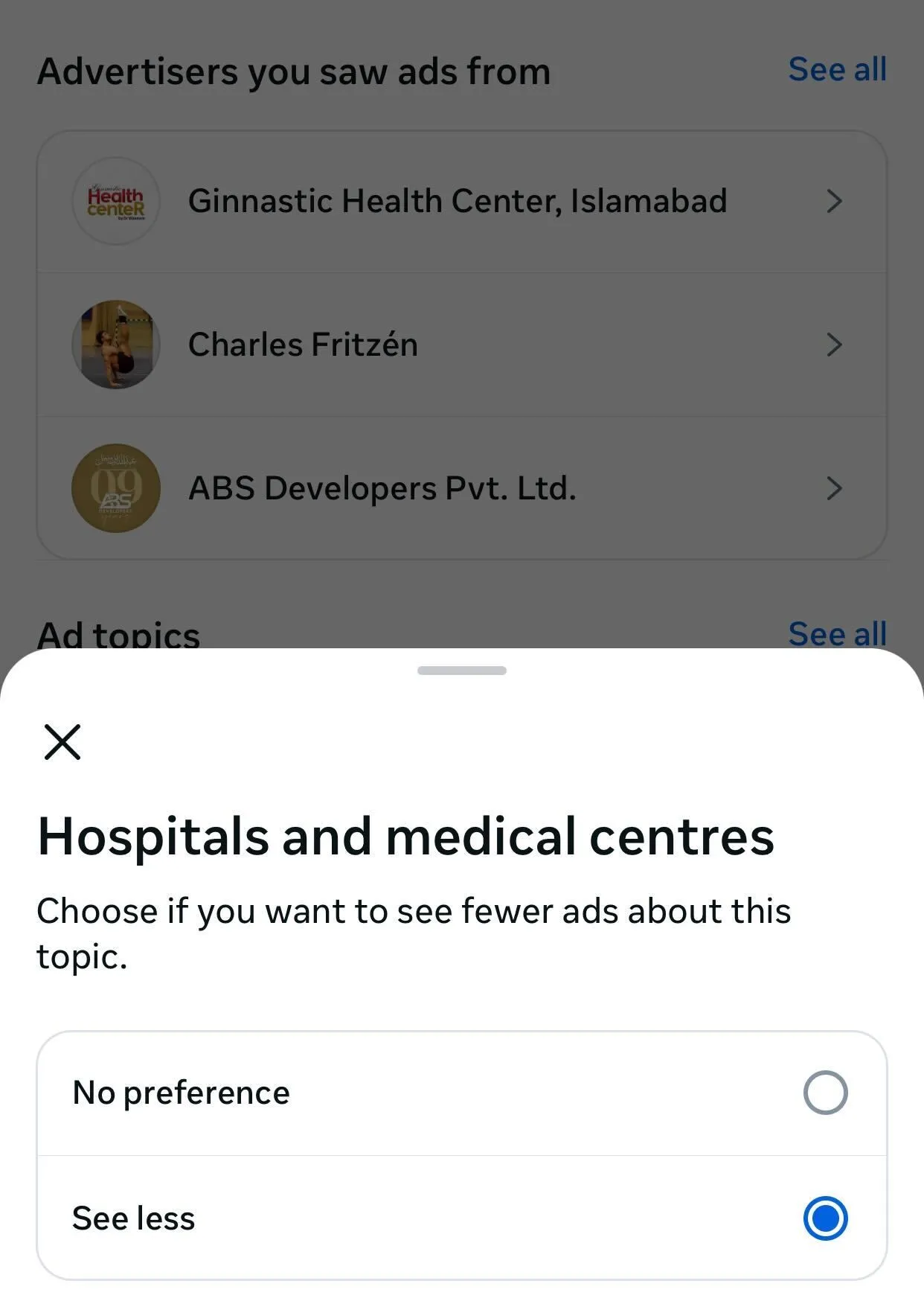 Điều chỉnh sở thích quảng cáo trên Facebook để hạn chế hiển thị quảng cáo từ các chủ đề không mong muốn.