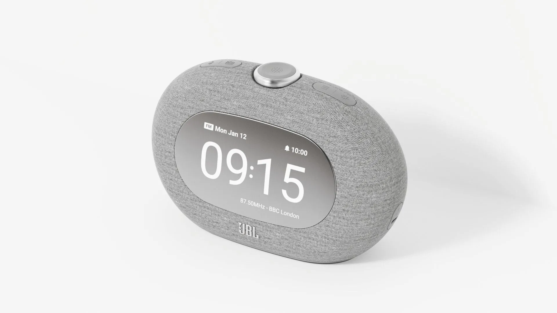 Đồng hồ báo thức thông minh JBL Horizon 3 màu xám, tích hợp sạc điện thoại và loa Bluetooth