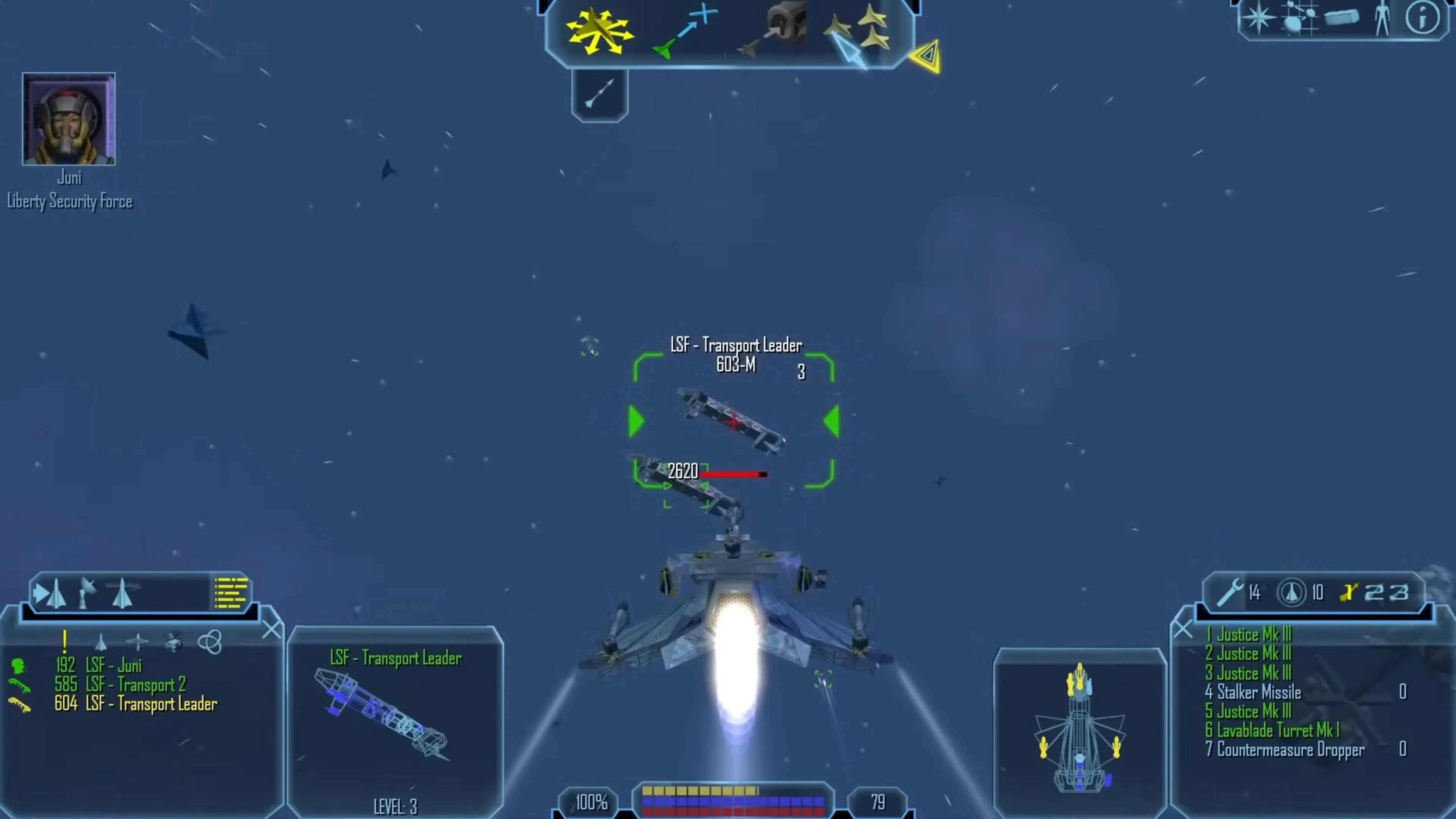 Freelancer - Một chiếc phi thuyền không gian đang bay qua vành đai tiểu hành tinh, minh họa cho gameplay phiêu lưu vũ trụ.