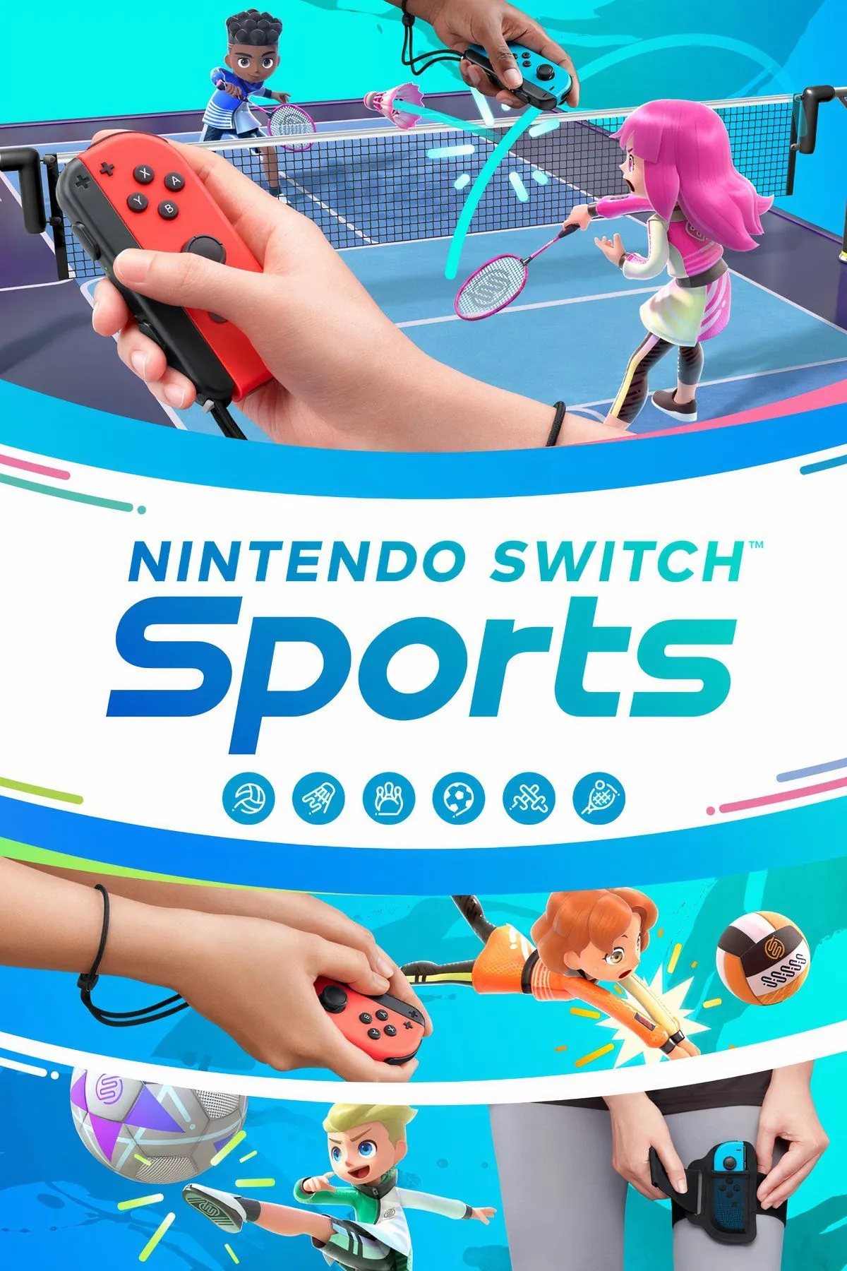 Gia đình đang chơi Nintendo Switch Sports, thể hiện sự tương tác và niềm vui trong các trò chơi thể thao