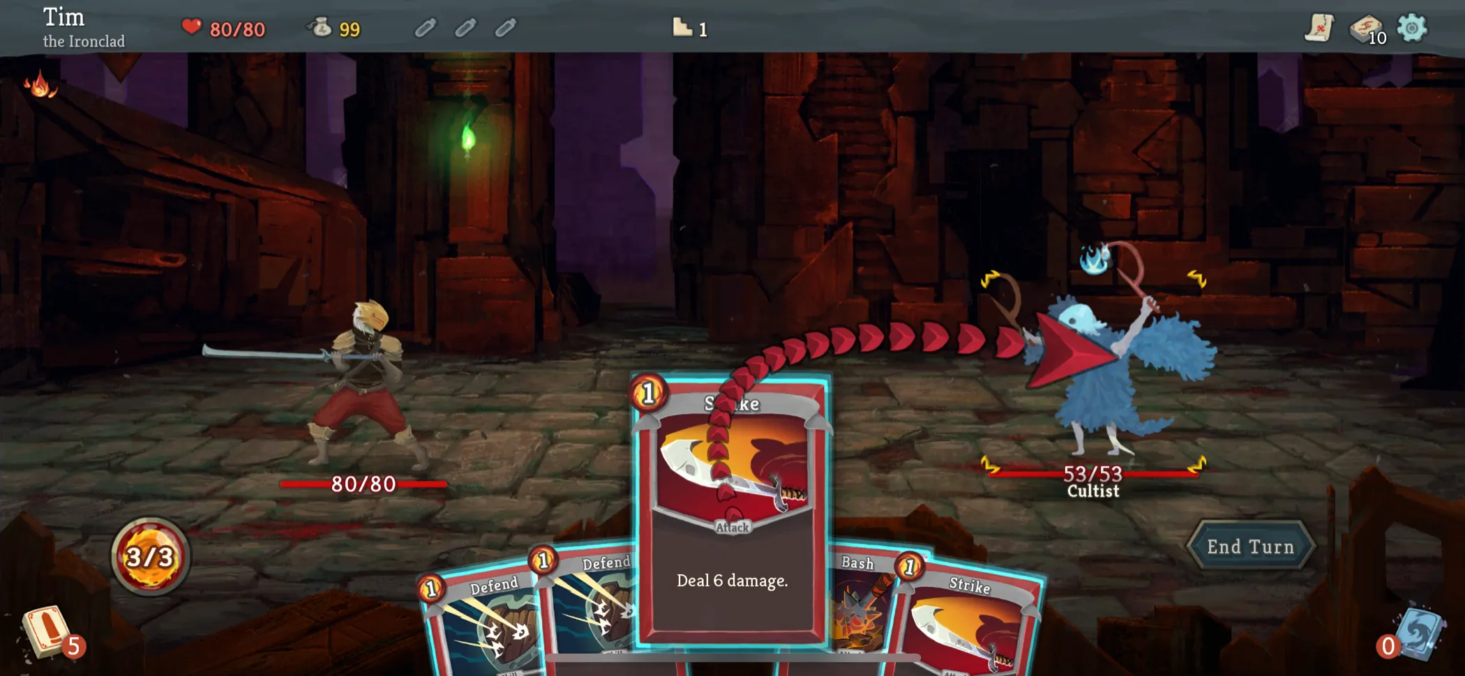 Giao diện game Slay the Spire trên Apple Arcade