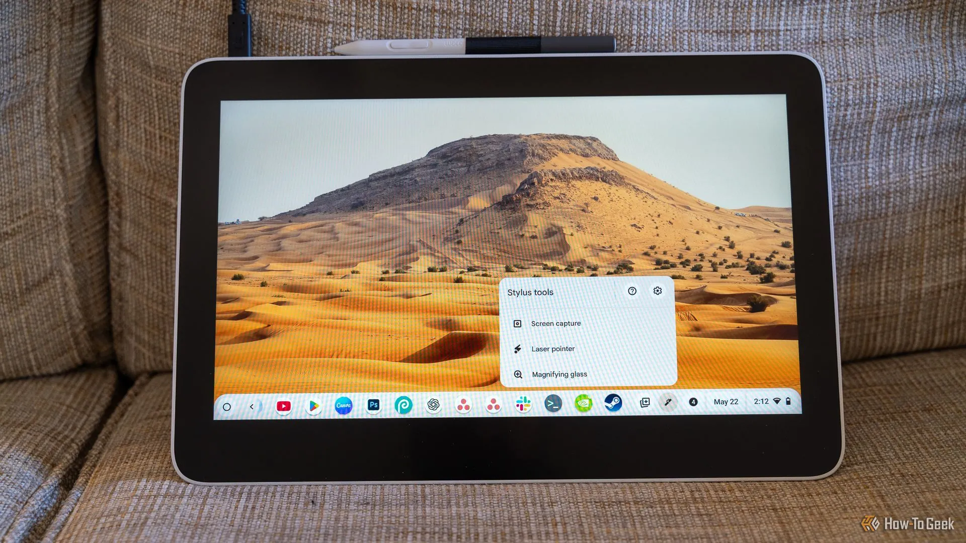 Giao diện menu cài đặt đầu vào bút trên Chromebook khi bảng vẽ Wacom được kết nối