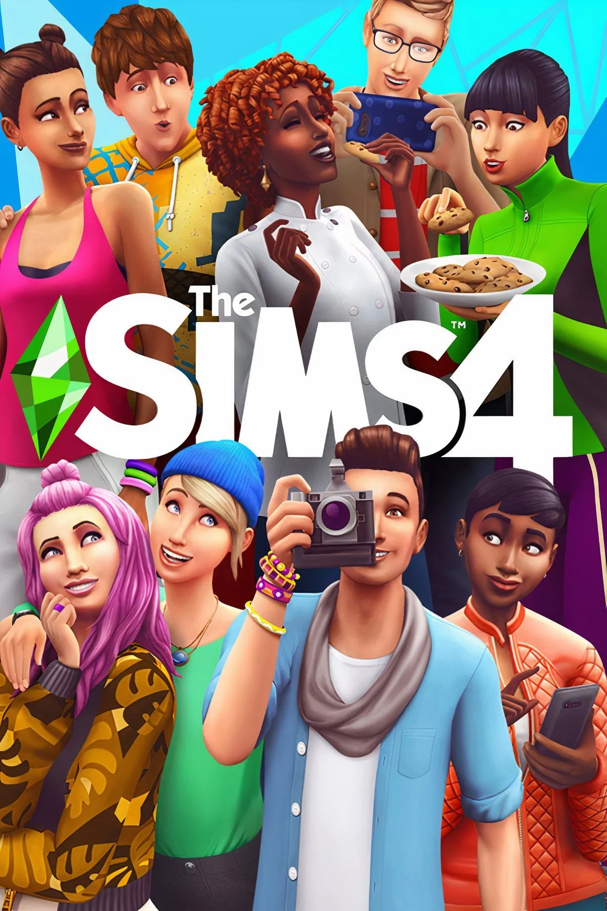 Giao diện tạo nhân vật Sims trong The Sims 4, với nhiều tùy chọn tùy chỉnh ngoại hình và trang phục