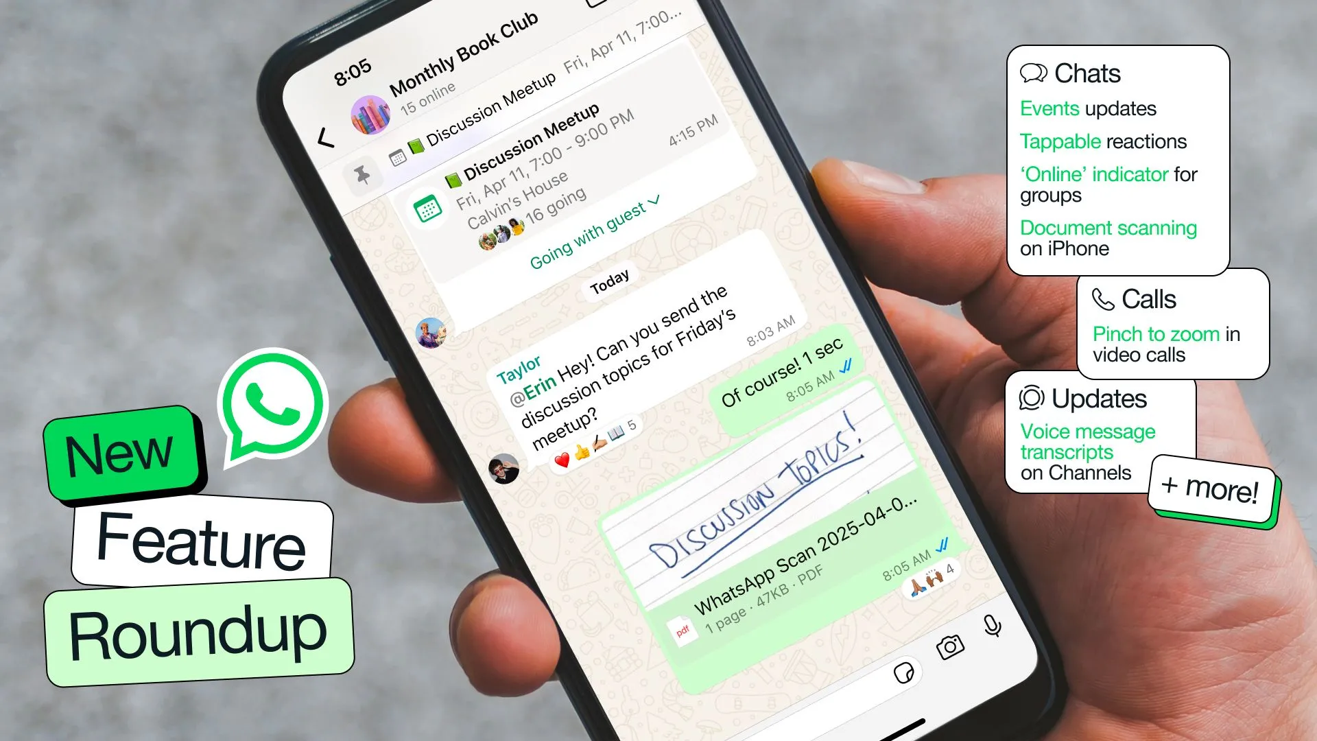 Giao diện WhatsApp với các tính năng mới được cập nhật