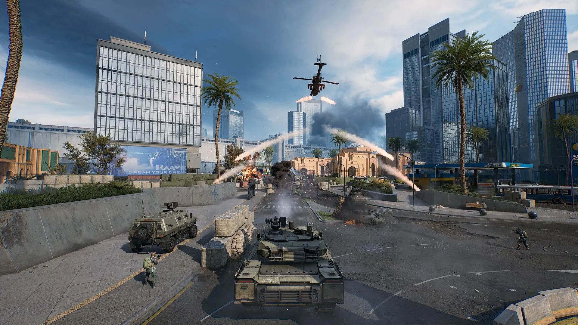Góc nhìn từ bên trong xe tăng khi tham gia trận chiến lớn trong game Delta Force.