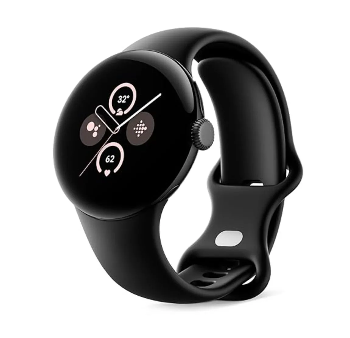 Google Pixel Watch 2 với thiết kế hiện đại và dây đeo màu trắng.