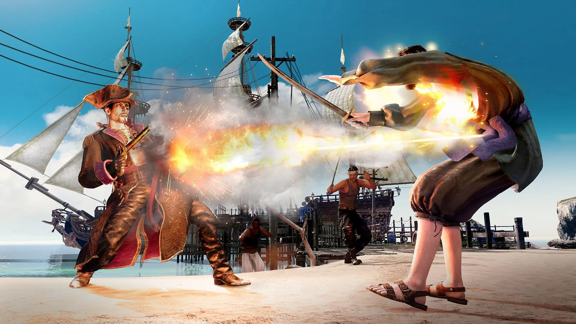 Goro Majima với phong cách chiến đấu Mad Dog đặc trưng trong Like a Dragon: Pirate Yakuza in Hawaii, thể hiện sự điên rồ của game.