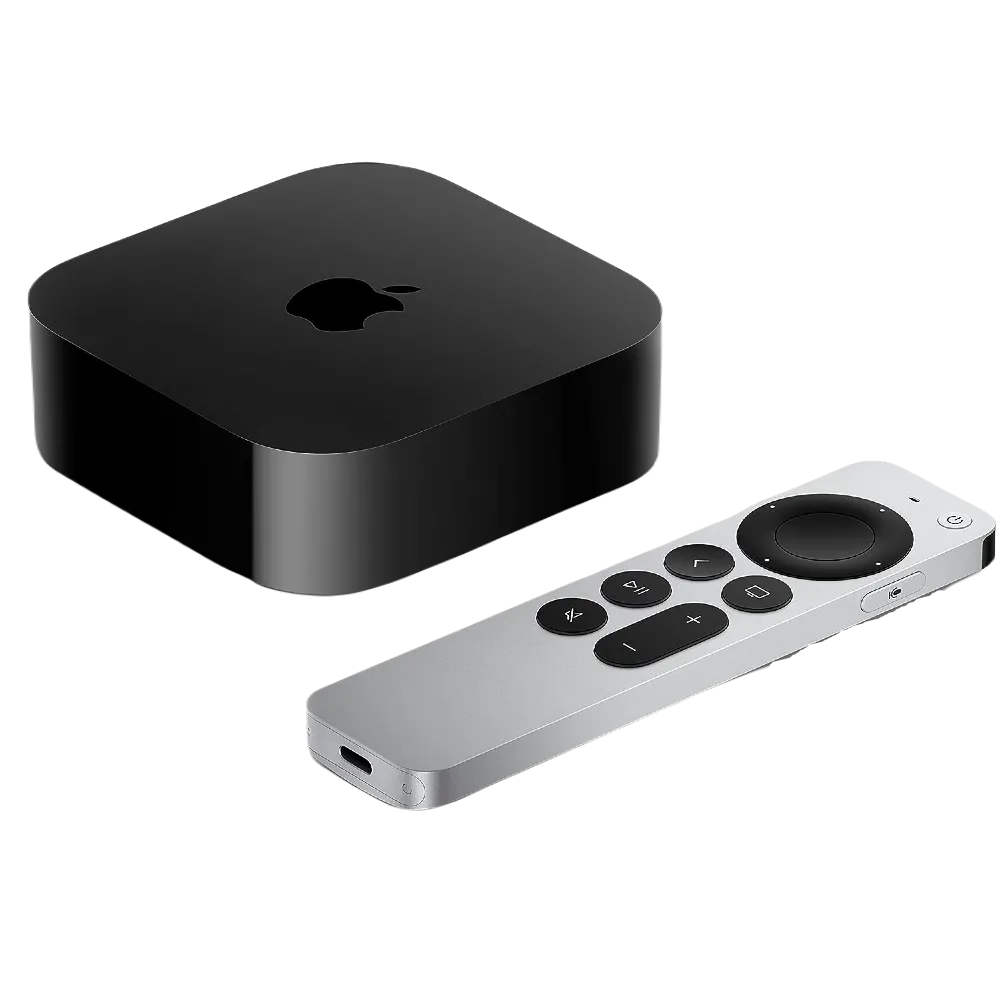 Hình ảnh cận cảnh của Apple TV 4K thế hệ mới, một thiết bị giải trí gia đình phổ biến.