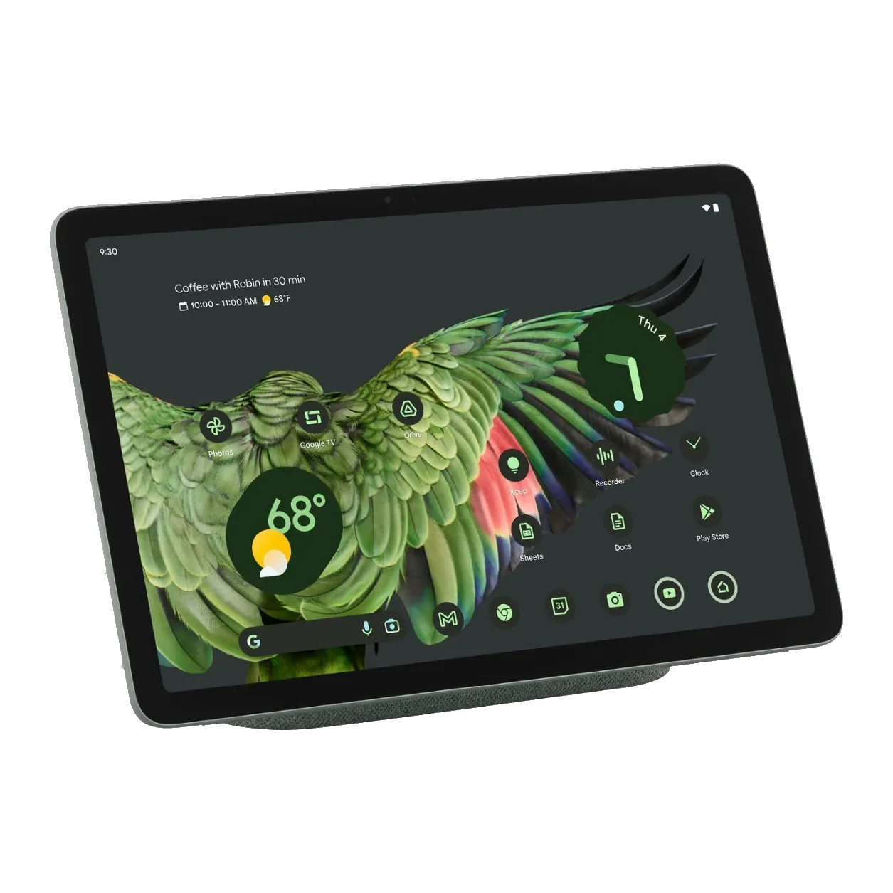 Hình ảnh cận cảnh máy tính bảng Google Pixel Tablet, làm nổi bật thiết kế và giao diện người dùng.