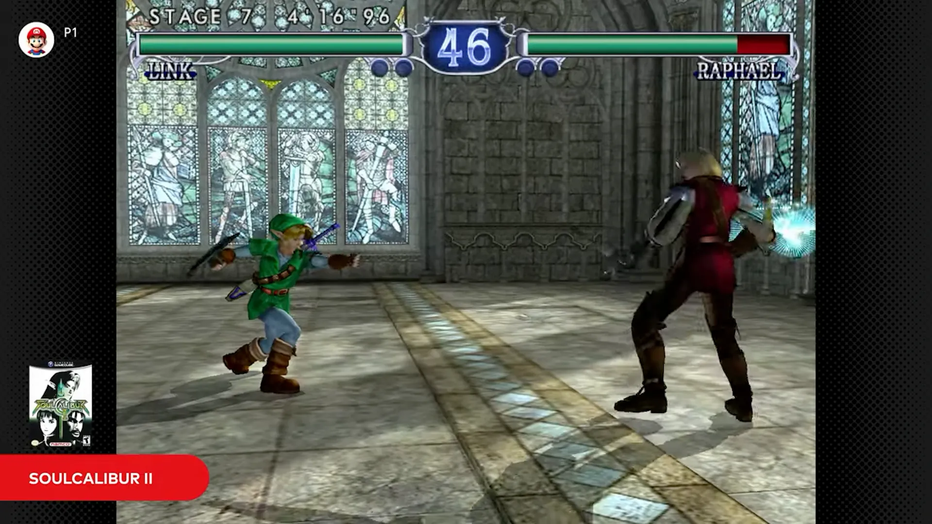 Hình ảnh game Soulcalibur II được chơi trên ứng dụng giả lập GameCube của Nintendo Switch Online + Expansion Pack