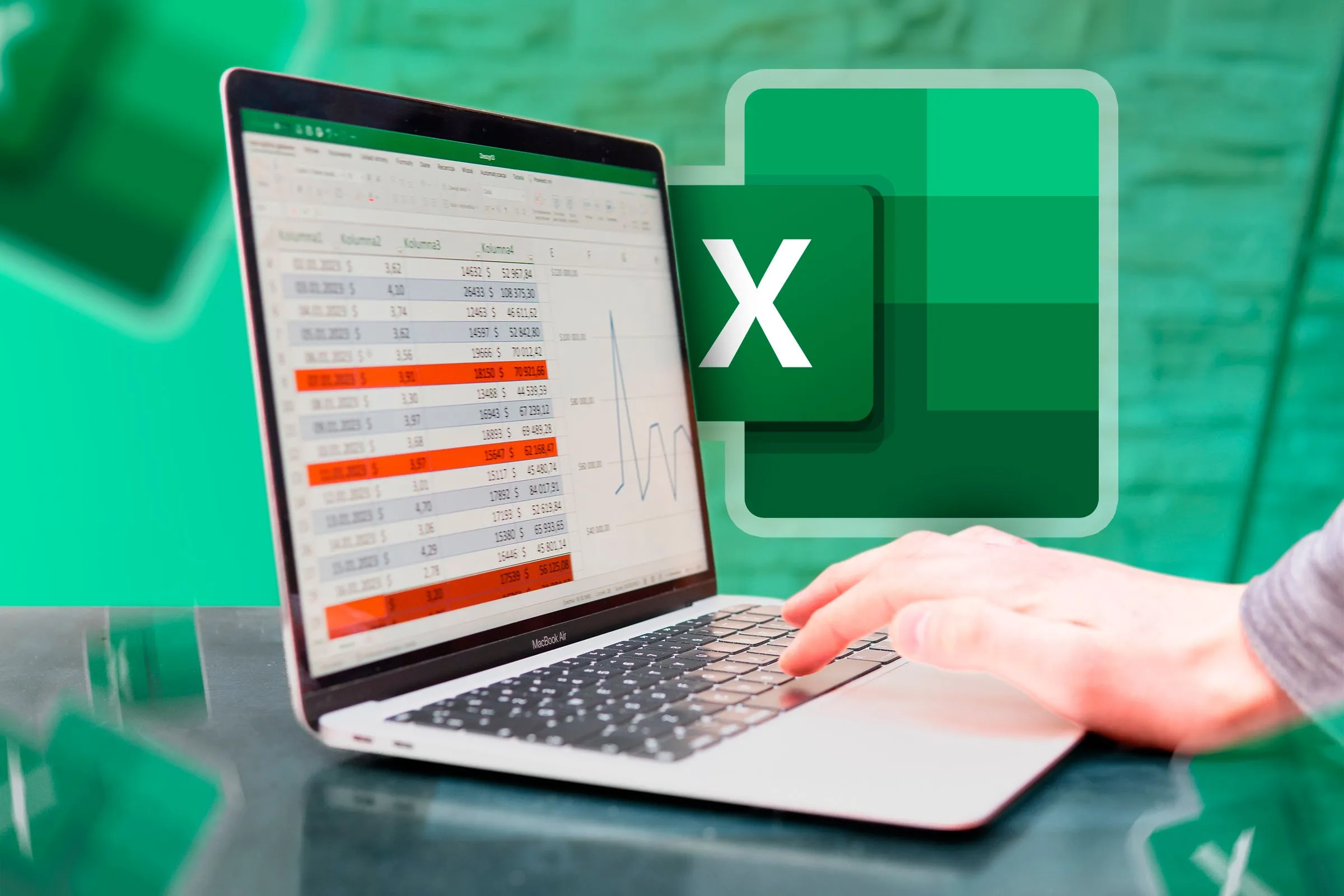 Hình ảnh laptop hiển thị ứng dụng Microsoft Excel, minh họa môi trường làm việc với bảng tính.