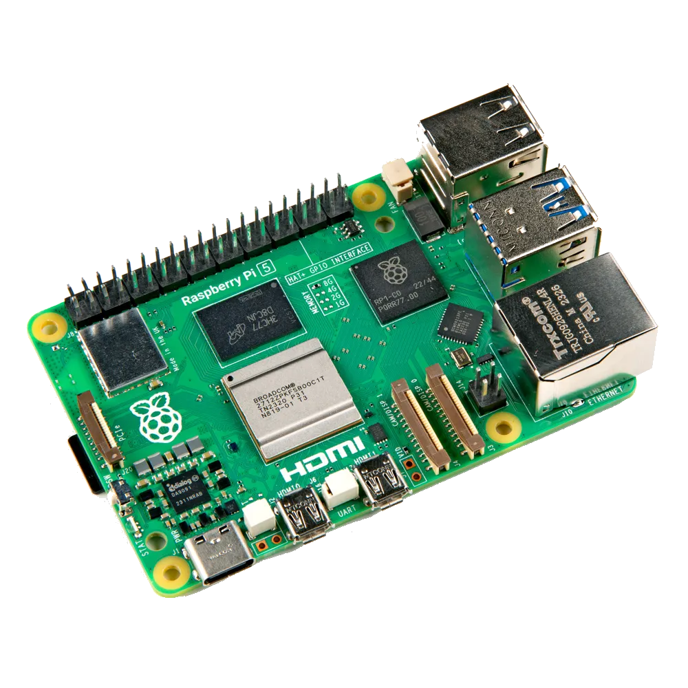 Hình ảnh máy Raspberry Pi 5, thiết bị nhỏ gọn nhưng cần đầu tư thêm phụ kiện đáng kể.