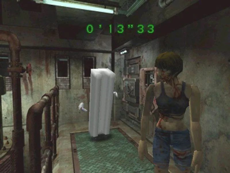 Hình ảnh một zombie và khối đậu phụ cầm dao trong Resident Evil 2, minh họa các nhân vật và chế độ mở khóa độc đáo