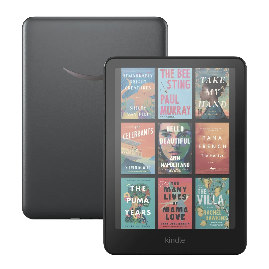Hình ảnh sản phẩm Amazon Kindle Colorsoft phiên bản 2024, làm nổi bật màn hình màu E Ink.