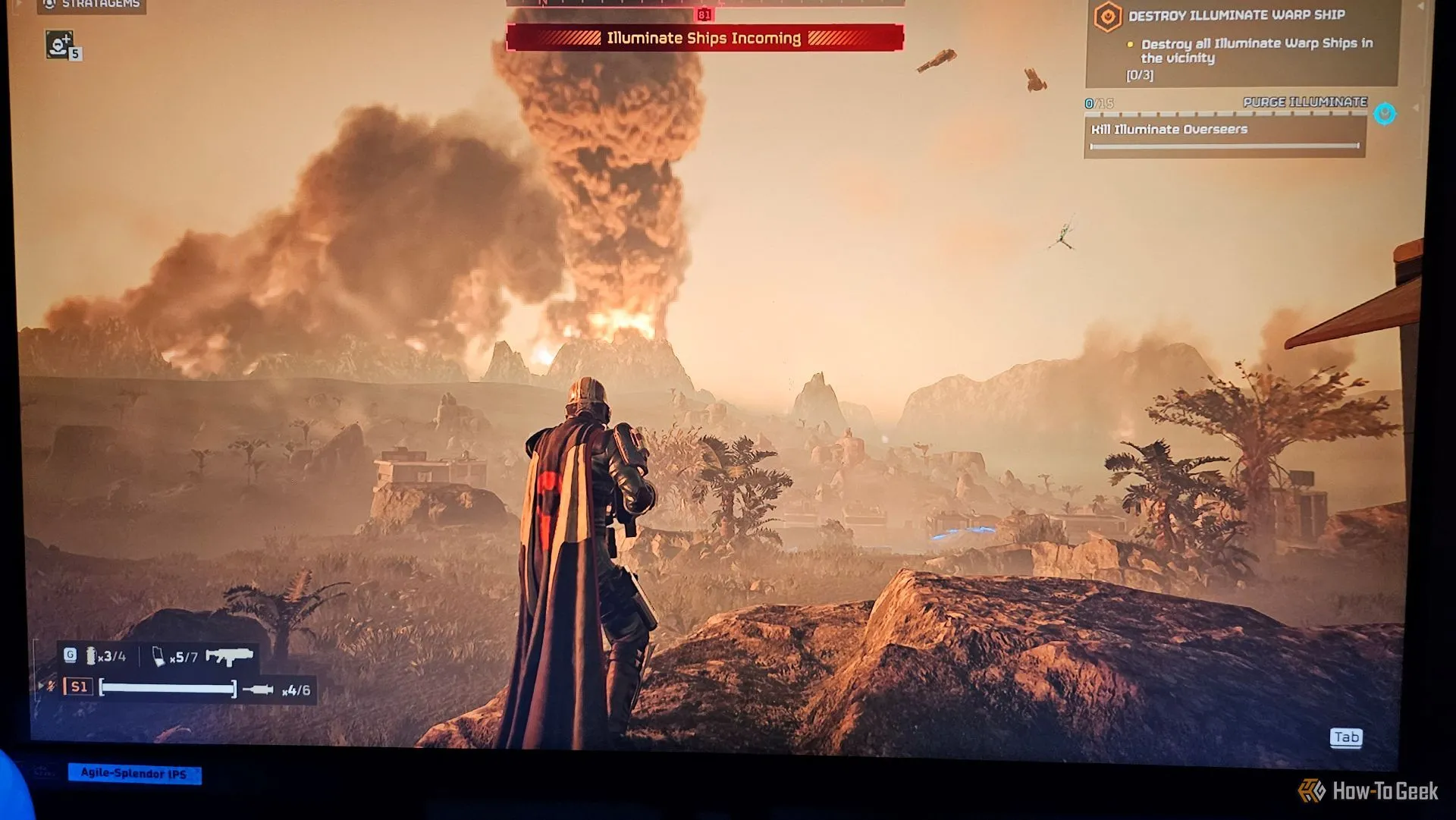 Hình ảnh từ một cảnh game tối hiển thị trên màn hình Acer Predator XB273K V5, minh họa chất lượng HDR-400