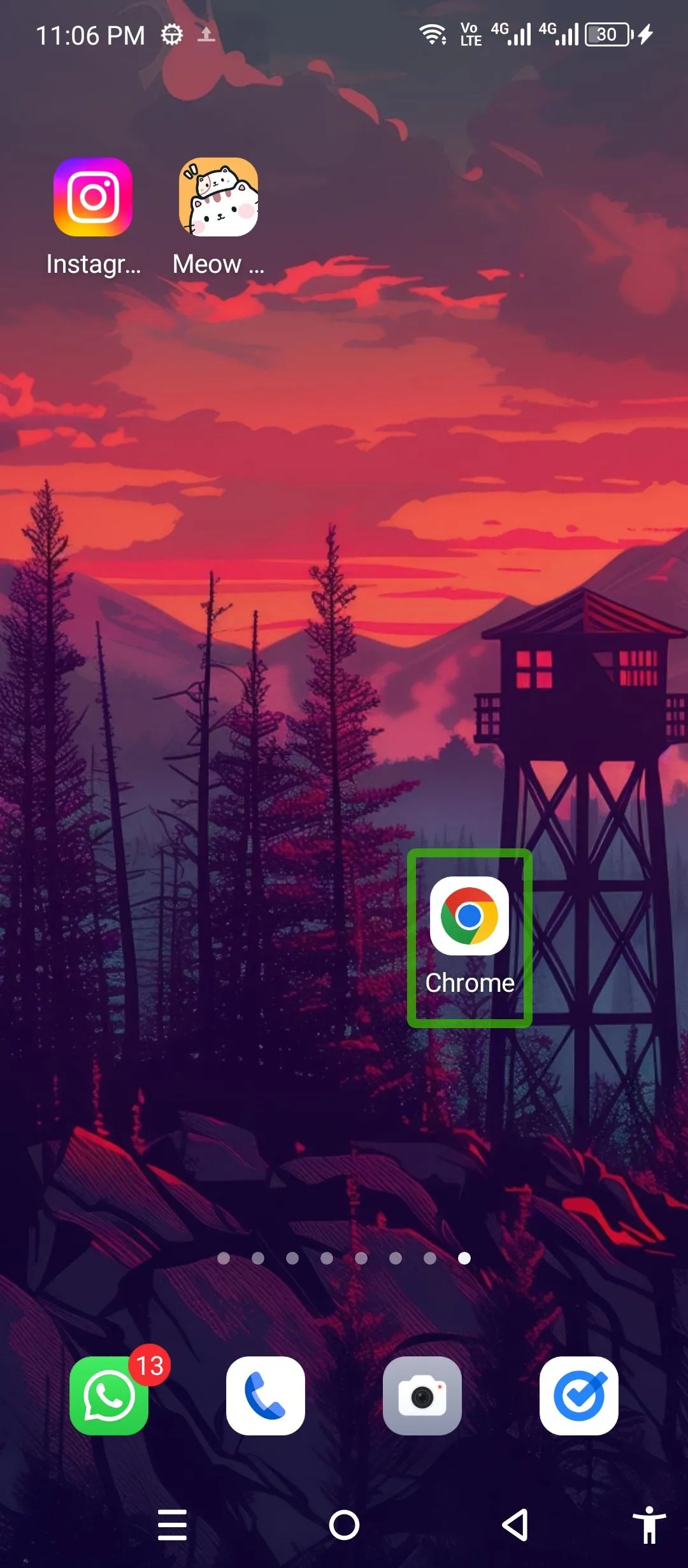 Khởi chạy trình duyệt Chrome bằng TalkBack trên điện thoại Android.