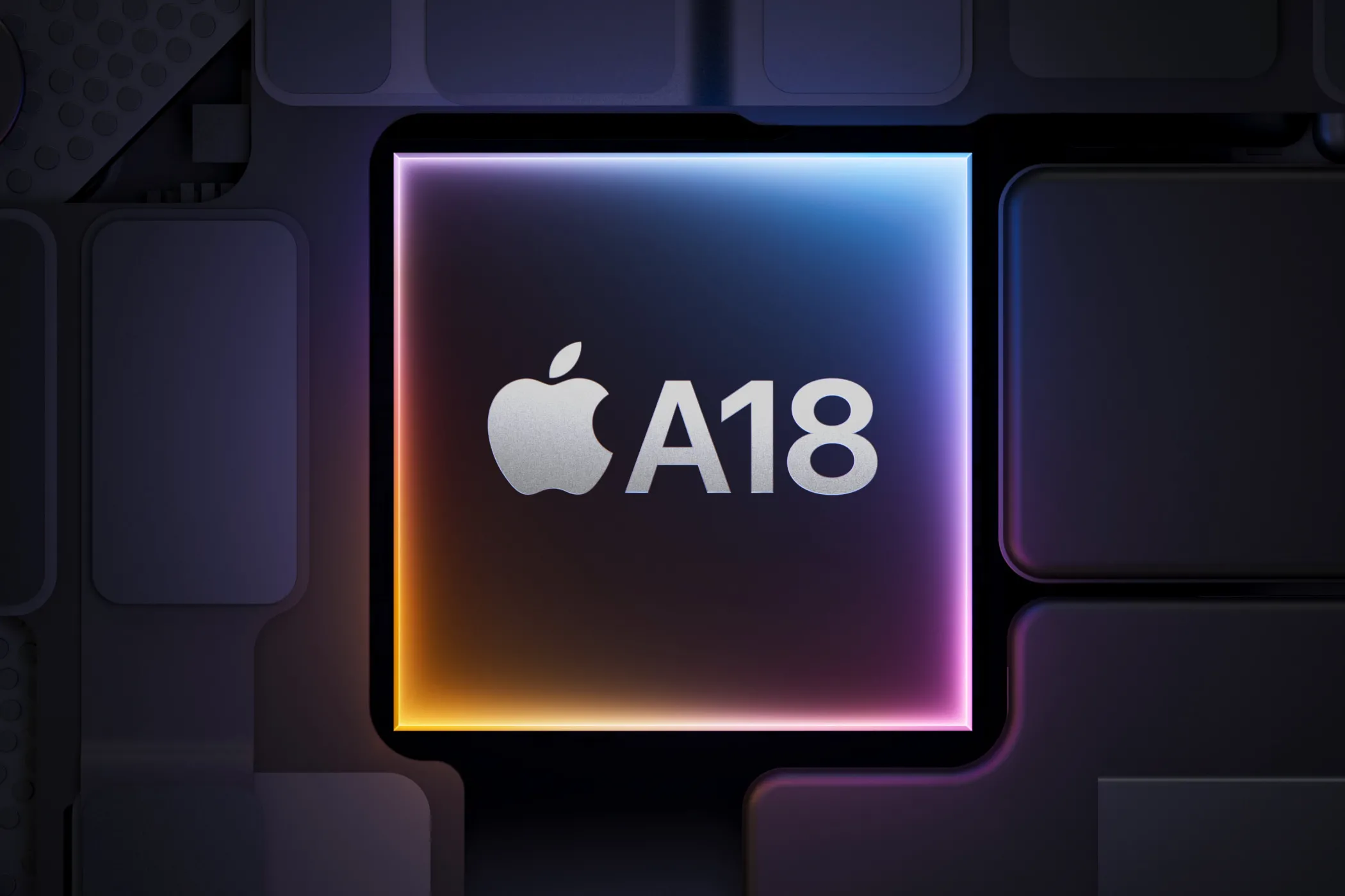 Logo chip Apple A18, biểu tượng sức mạnh xử lý của iPhone 16 Plus.