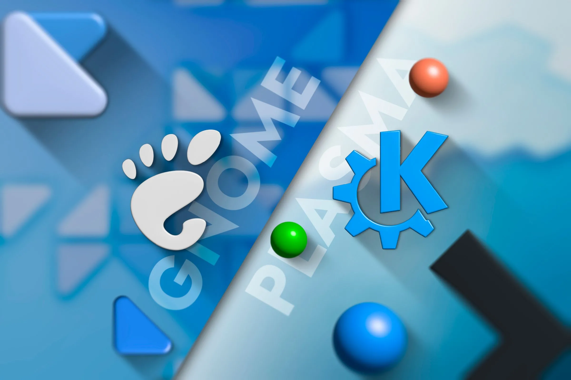 Logo GNOME và logo KDE Plasma đặt cạnh nhau