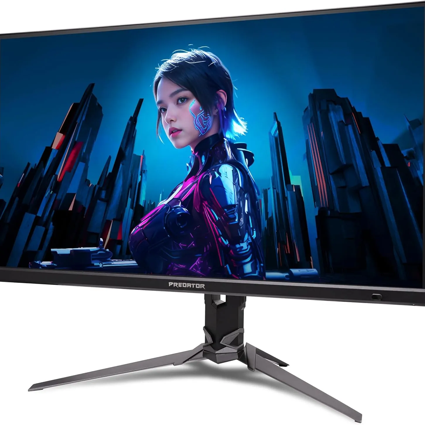 Màn hình chơi game Acer Predator XB273K V5 hiển thị góc cạnh với viền mỏng và chân đế mạnh mẽ, phù hợp cho gaming