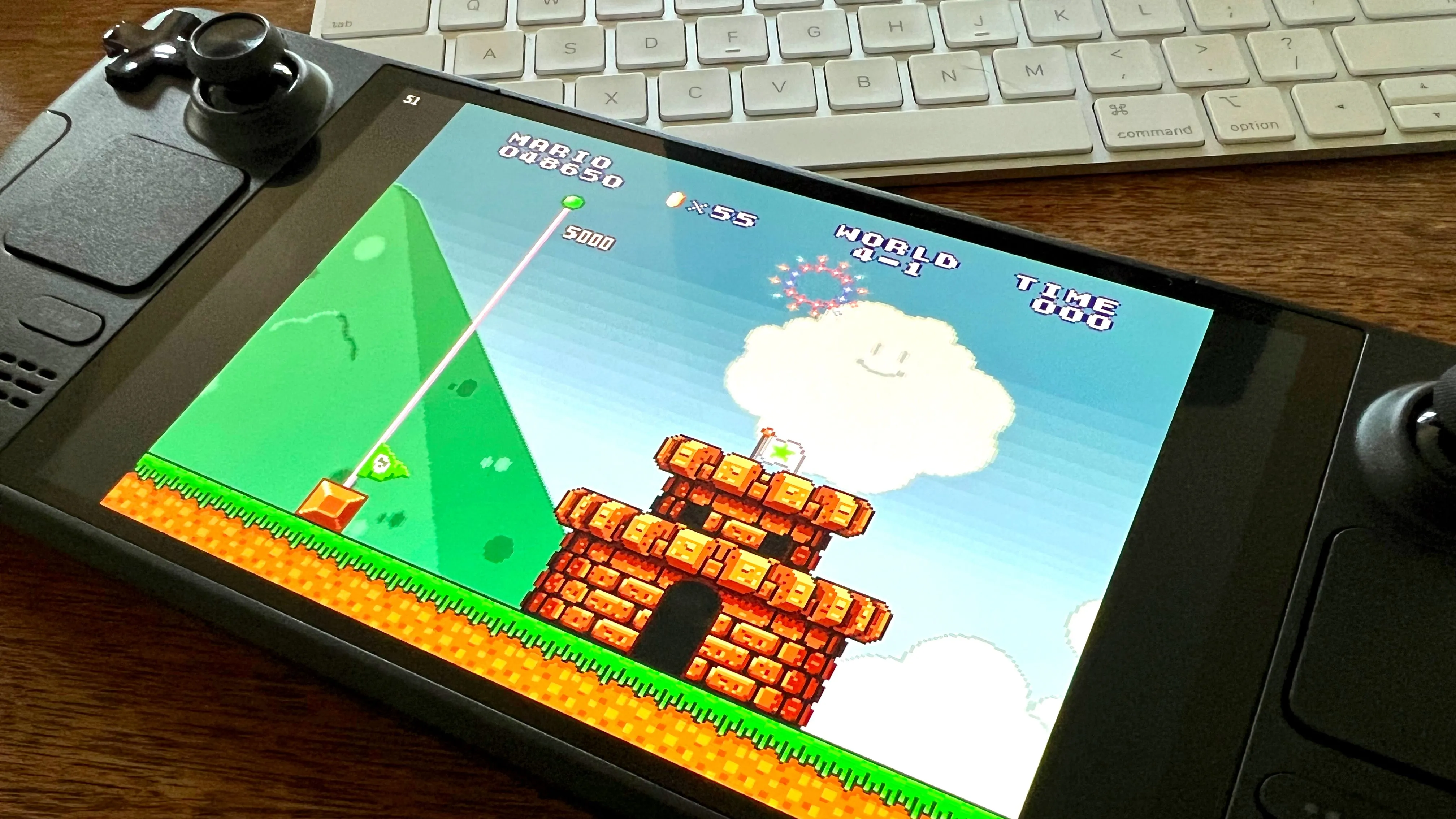 Màn hình hiển thị &quot;LEVEL COMPLETE&quot; của Super Mario All-Stars trên thiết bị Steam Deck, minh chứng cho việc game Nintendo cổ điển vẫn được yêu thích trên các nền tảng hiện đại
