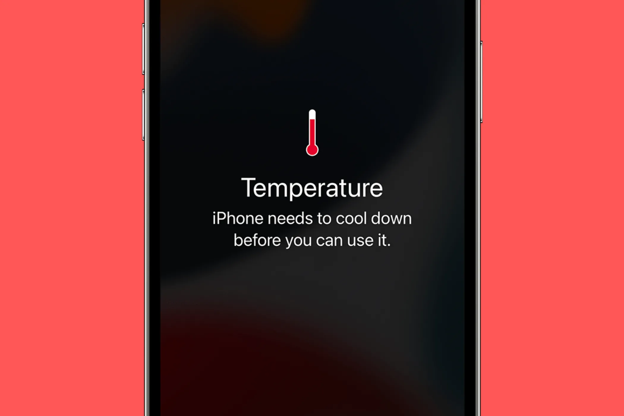 Màn hình iPhone hiển thị cảnh báo quá nhiệt độ, yêu cầu thiết bị cần được làm mát.