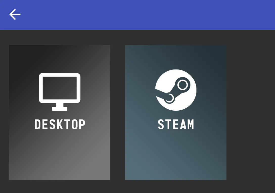Màn hình Moonlight streaming hiển thị biểu tượng desktop và Steam.