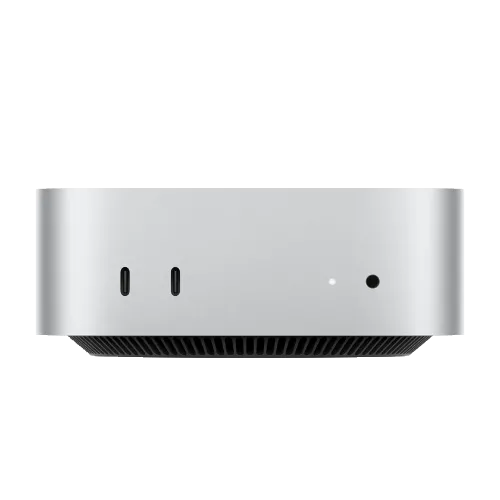 Máy tính Apple Mac Mini M4 màu bạc, thiết kế tối giản đặc trưng của Apple.