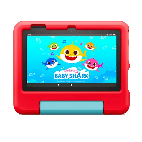 Máy tính bảng Amazon Fire 7 Kids màu xanh dương với ốp bảo vệ chống va đập