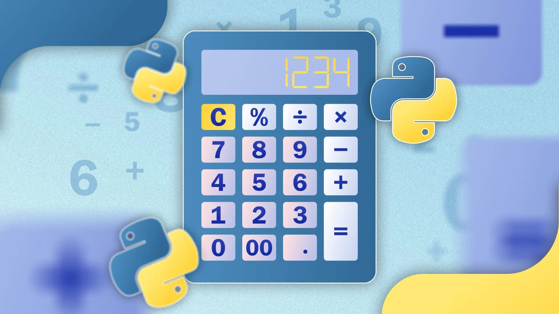 Máy tính bỏ túi và logo Python, liên hệ với khả năng tính toán trong KRunner và các công cụ khác