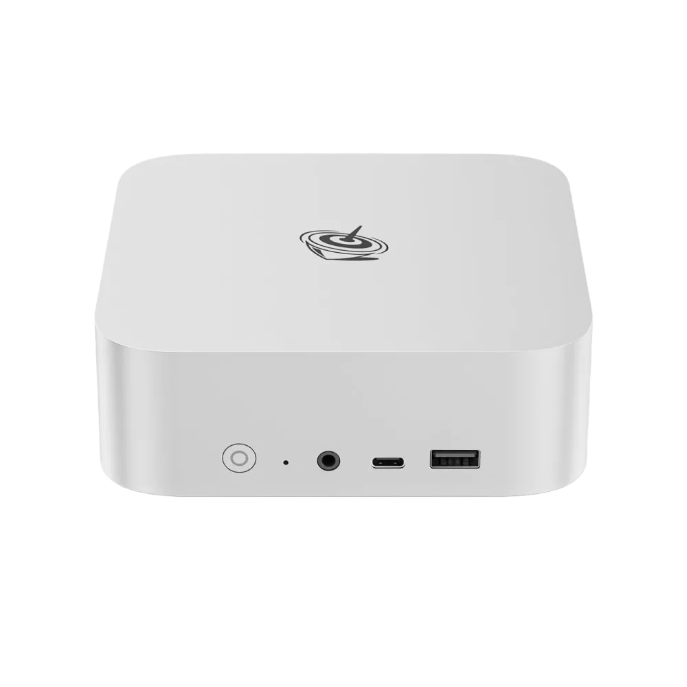 Mini PC Beelink SER8 hiển thị rõ các cổng kết nối ở mặt sau và mặt trước, nổi bật khả năng kết nối đa dạng và mạnh mẽ.