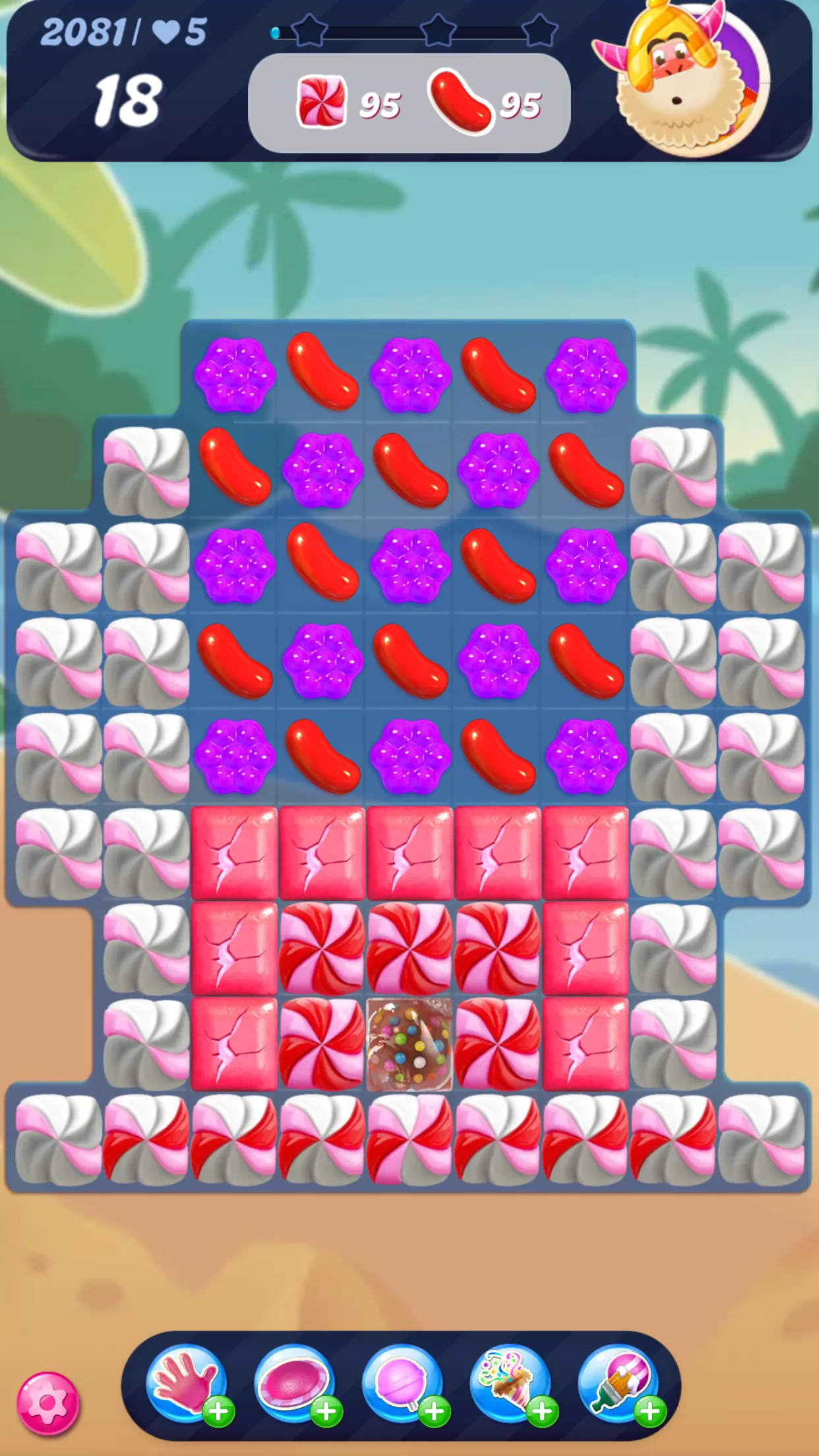 Một cấp độ đang được chơi trong Candy Crush Saga trên iPhone, không yêu cầu không gian hiển thị lớn