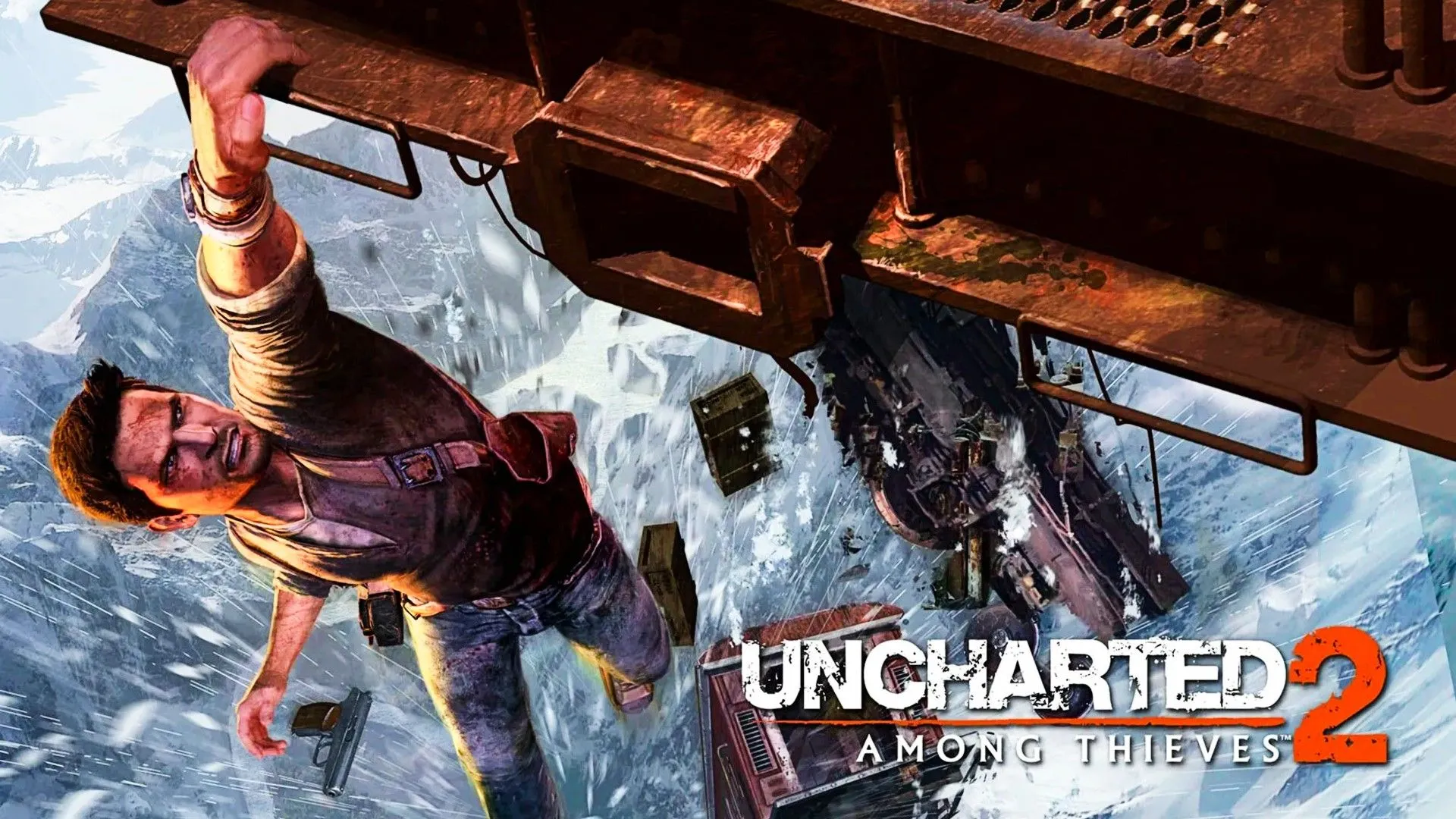 Nathan Drake trong phân cảnh hành động kịch tính trên tàu trong Uncharted 2 Among Thieves.