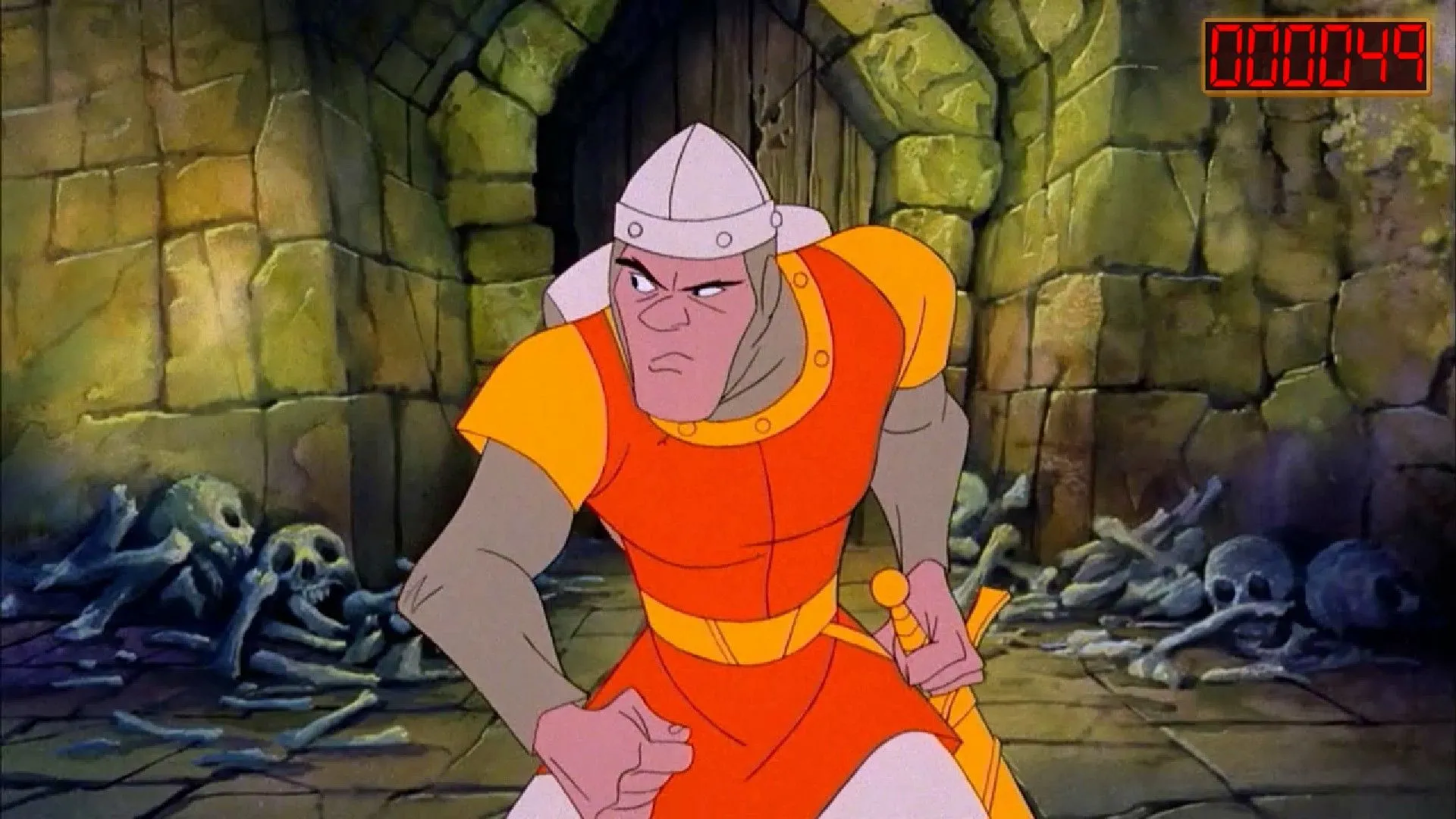 Nhân vật Dirk the Daring trong Dragon's Lair, tựa game phim tương tác tiên phong với đồ họa hoạt hình ấn tượng.