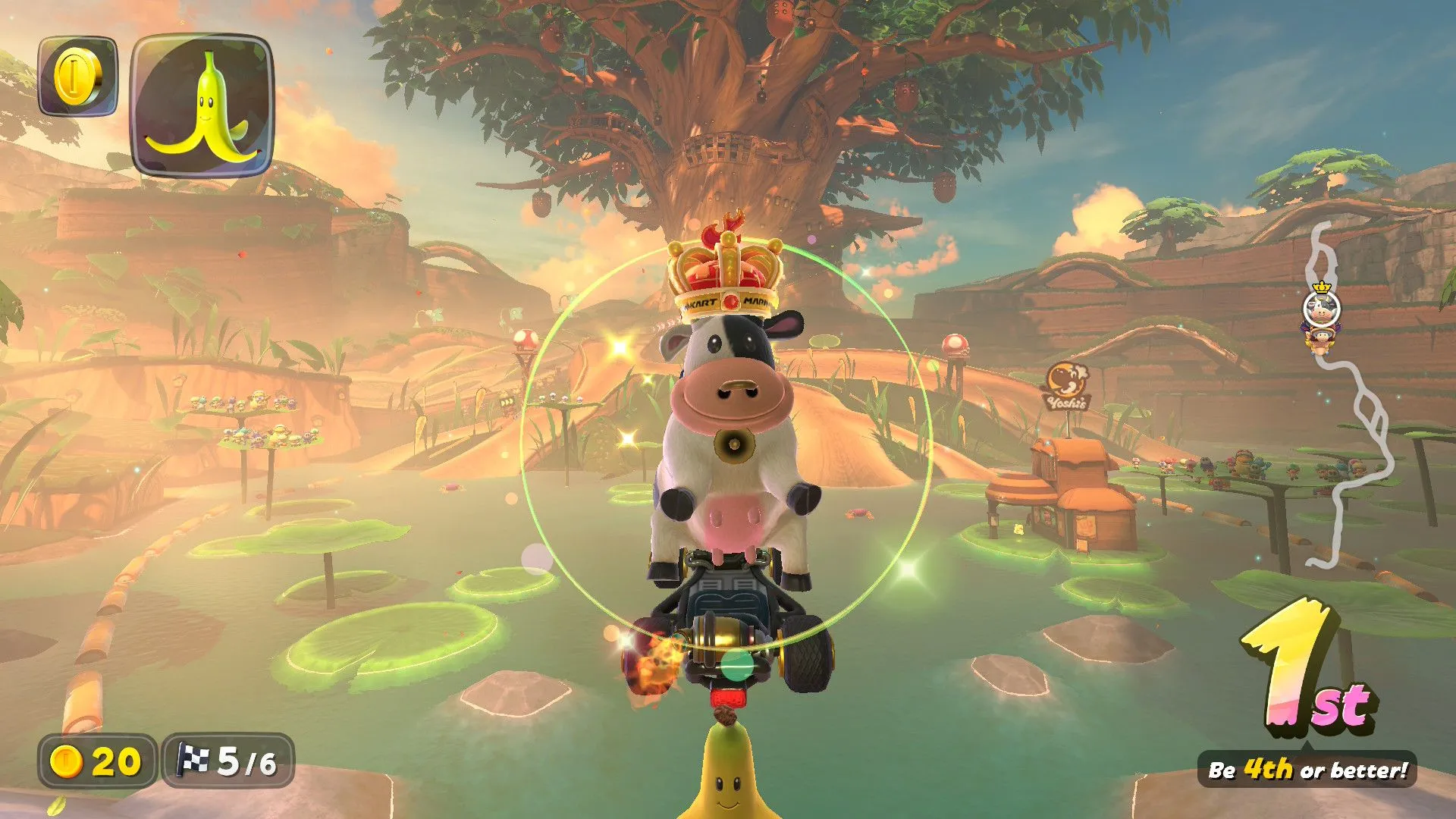 Nhân vật hình bò đua xe trong thế giới Mario Kart, minh họa game độc quyền Nintendo