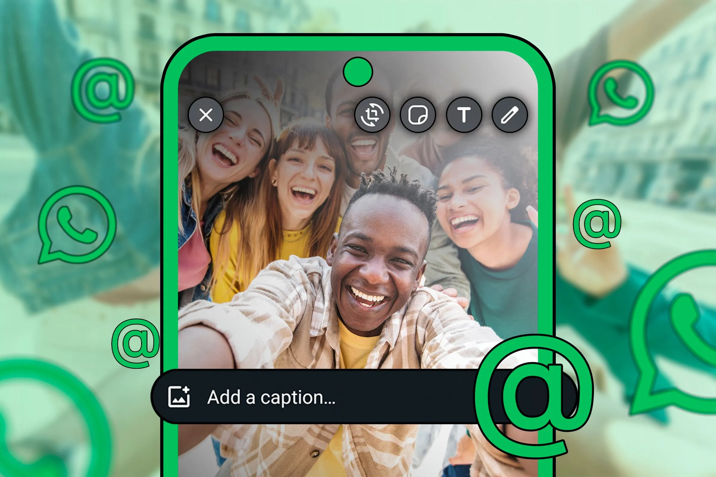 Nhóm người đang chụp selfie, thể hiện khía cạnh &quot;xã hội&quot; ban đầu của mạng xã hội, đối lập với xu hướng AI influencers.