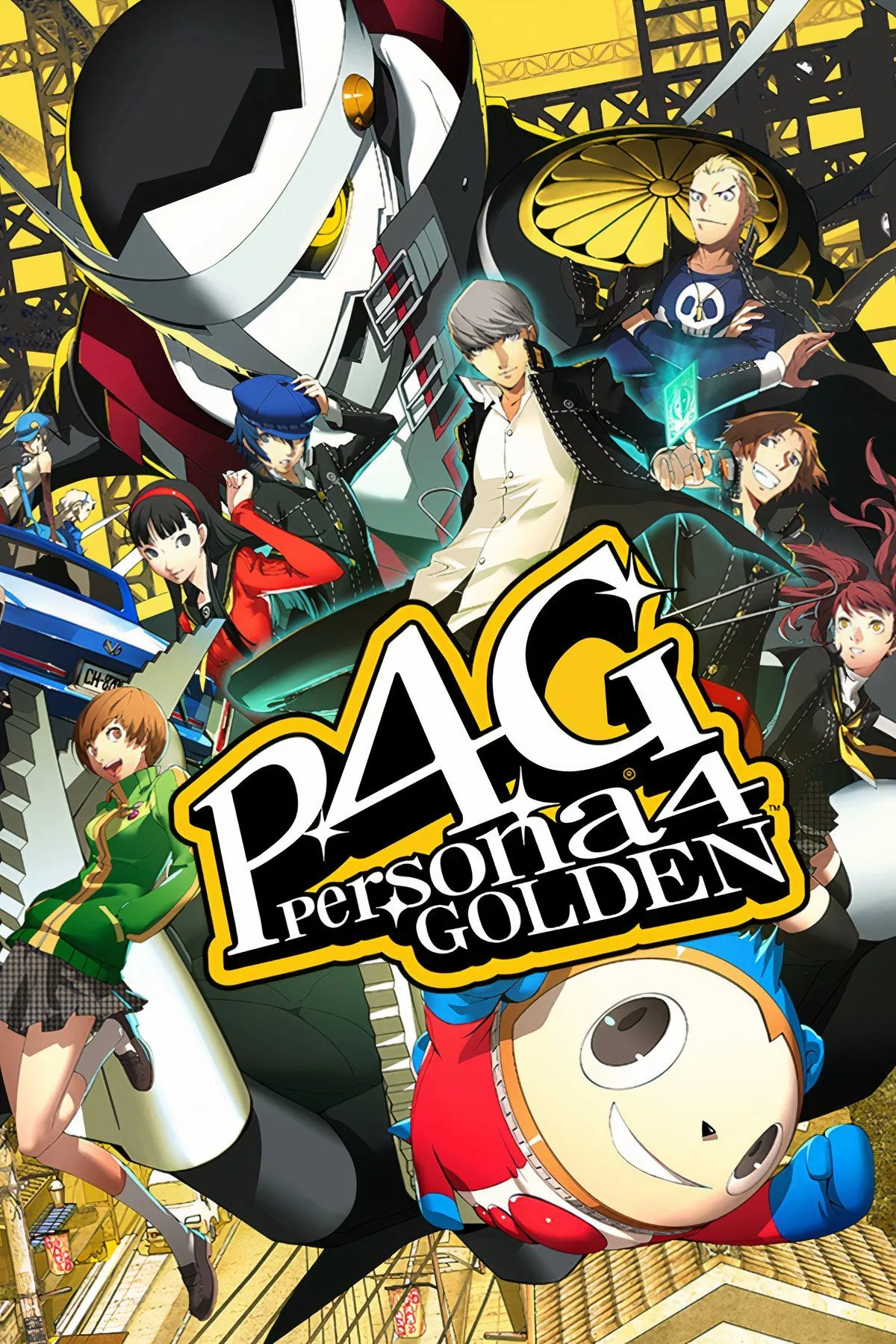 Nhóm nhân vật chính của Persona 4 Golden tập trung trong một cảnh quan quan trọng