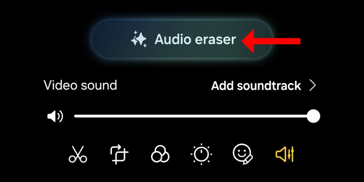 Nút &quot;Xóa âm thanh&quot; (Audio Eraser) trong ứng dụng Thư viện trên Galaxy S25, một tính năng AI để điều chỉnh âm thanh video.