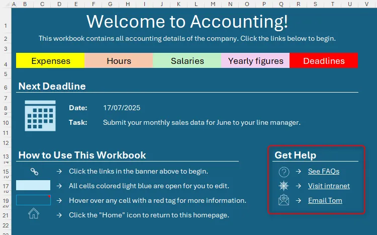 Phần &quot;Tìm Trợ Giúp&quot; trên trang chủ bảng tính Excel