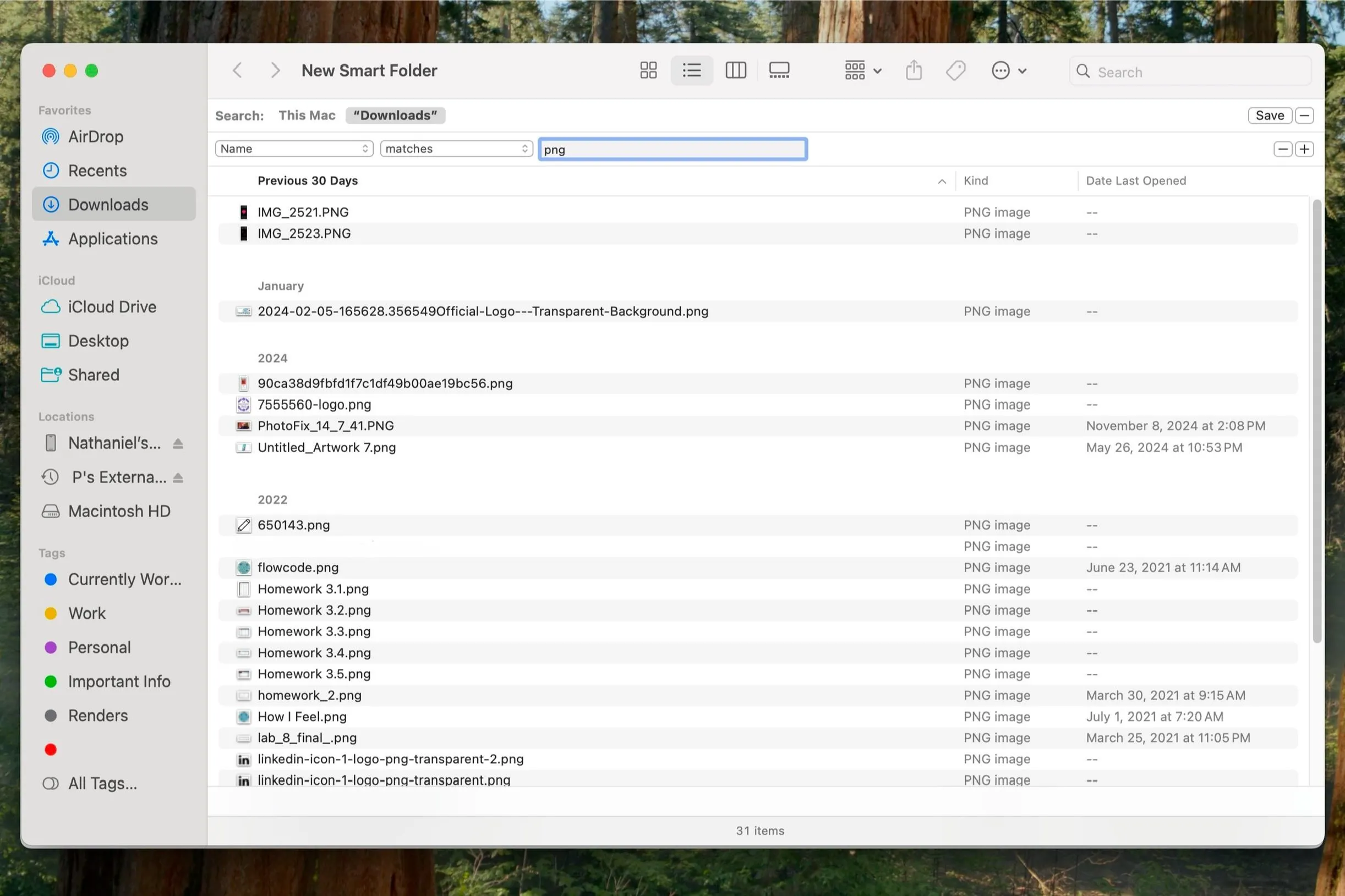 Quá trình tạo Thư mục Thông minh (Smart Folder) mới trong hệ điều hành macOS, giúp tự động sắp xếp file.