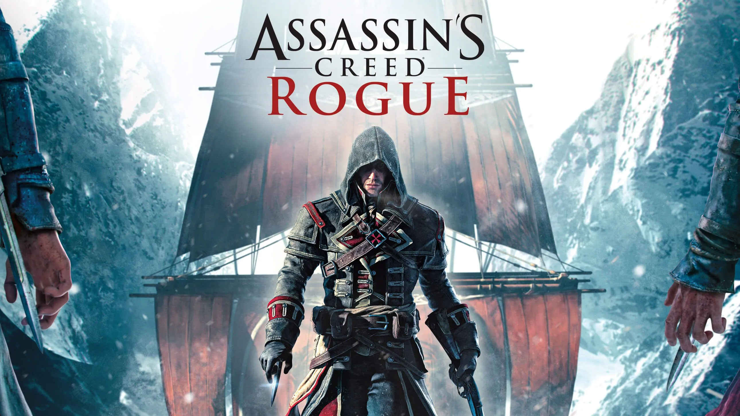 Shay Cormac trên con tàu của mình trong Assassin's Creed Rogue, bối cảnh biển băng giá Bắc Đại Tây Dương